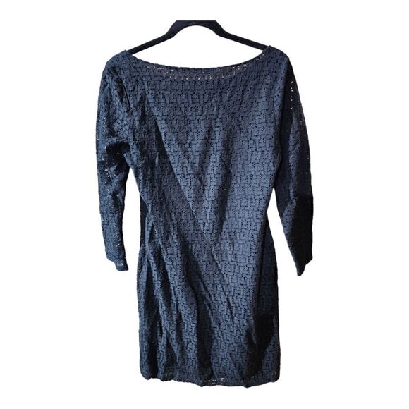 BANANA REPUBLIC Black Lace Eyelet Sheath Dress - Size 8 - Picture 2 of 7